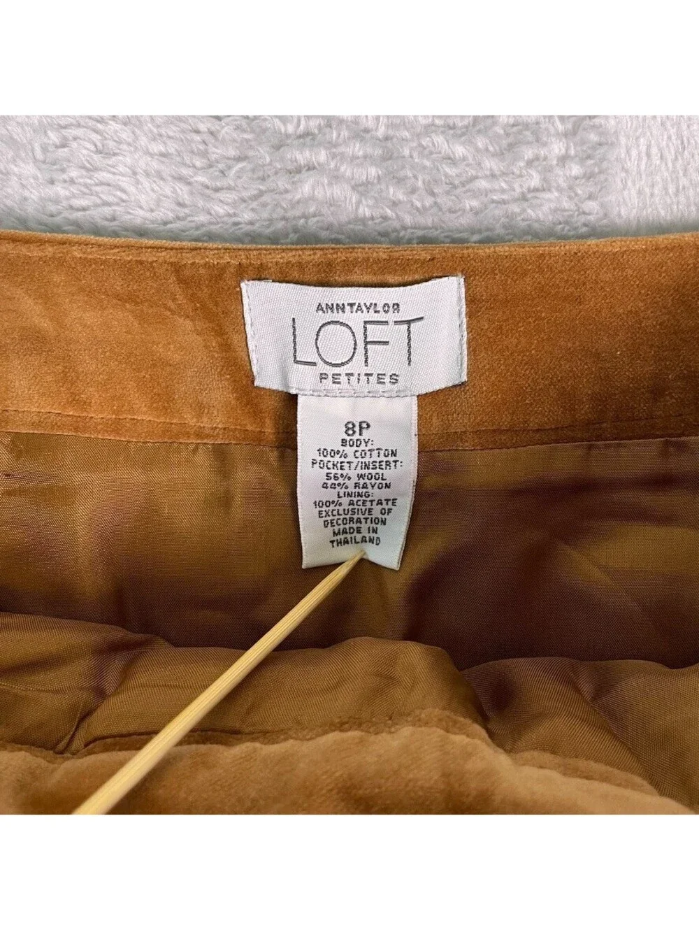 Ann Taylor LOFT Petites Corduroy Tweed Panel Skirt womens 8P Brown Retro Mod 70s - Picture 7 of 10